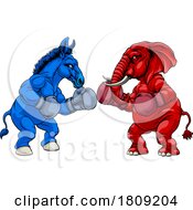 Poster, Art Print Of Republican Democrat Elephant Donkey Election