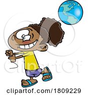 Poster, Art Print Of Clipart Cartoon Of A Girl With An Earth Day Balloon