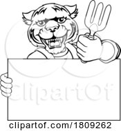 Poster, Art Print Of Gardener Tool Tiger Cartoon Handyman Mascot