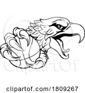 Poster, Art Print Of Eagle Hawk Basketball Ball Cartoon Team Mascot
