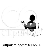News Anchor Business Woman At Desk Silhouette by AtStockIllustration