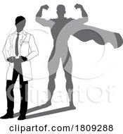 Poster, Art Print Of Superhero Scientist Super Hero Shadow Silhouette