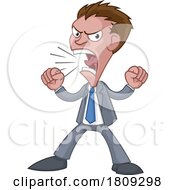 Angry Boss Office Worker In Suit Cartoon Shouting