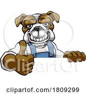 Bulldog Mascot Decorator Gardener Handyman Worker by AtStockIllustration