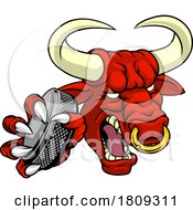 Bull Minotaur Longhorn Cow Ice Hockey Mascot by AtStockIllustration