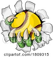 Claw Softball Baseball Ball Dragon Monster Hand by AtStockIllustration