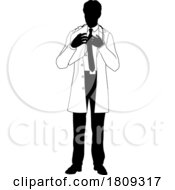 Doctor Man And Clipboard Medical Silhouette Person