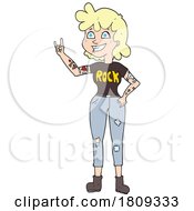 Poster, Art Print Of Cartoon Blond Woman In A Rock Tee Shirt