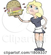 Poster, Art Print Of Cartoon Blond Woman Waitress
