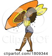 Cartoon Black Woman Carrying A Canoe