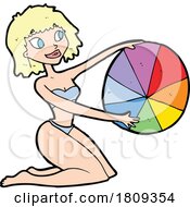 Poster, Art Print Of Cartoon Blond Woman With A Beach Ball