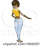 Sticker Of A Cartoon Pretty Girl In Jeans And Tee by lineartestpilot