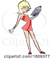 Cartoon Blond Woman Reading