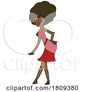 Poster, Art Print Of Cartoon Black Woman In A Dress