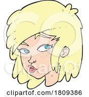 Poster, Art Print Of Cartoon Blond Womans Face