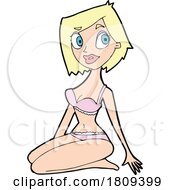 Poster, Art Print Of Cartoon Blond Woman Modeling A Bikini