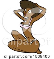 Poster, Art Print Of Cartoon Black Woman Swimsuit Or Lingerie Model