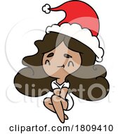 Cartoon Pretty Christmas Woman Or Girl by lineartestpilot