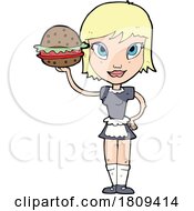 Poster, Art Print Of Cartoon Blond Woman Waitress