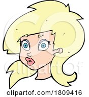 Poster, Art Print Of Cartoon Blond Womans Face