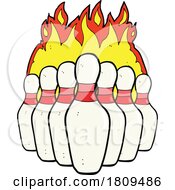 Cartoon Flaming Skittles Or Bowling Pins