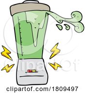Cartoon Crazy Blender Making A Green Smoothie