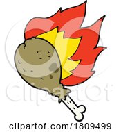 Cartoon Flaming Chicken Leg by lineartestpilot
