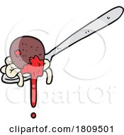 Cartoon Meatball And Spaghetti On A Spoon