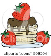 Poster, Art Print Of Cartoon Pancake Stack With Strawberries