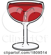Cartoon Happy Glass Of Red Wine