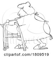Lady Using A Walker And Wearing An Open Backed Hospital Gown