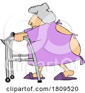 Lady Using A Walker And Wearing An Open Backed Hospital Gown