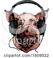 Poster, Art Print Of Cool Pig Wearing Headphones