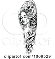 Black And White Woman With Long Hair by dero
