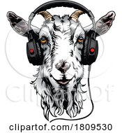 Poster, Art Print Of Cool Goat Wearing Headphones