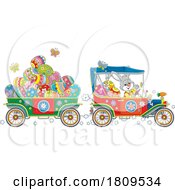 Poster, Art Print Of Cartoon Easter Bunny Driving A Car