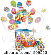 Poster, Art Print Of Cartoon Easter Bunny Driving A Car