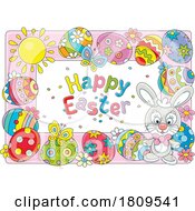 Poster, Art Print Of Cartoon Easter Bunny And Eggs