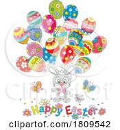 Cartoon Easter Bunny And Balloons
