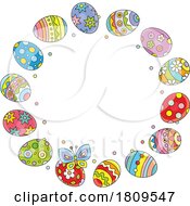 Poster, Art Print Of Cartoon Frame Of Easter Eggs With A Butterfly