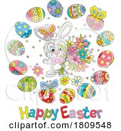 Cartoon Easter Bunny And Eggs