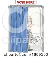 Cartoon Politician In A Voting Booth