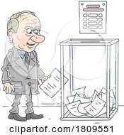Cartoon Politician By A Ballot Box