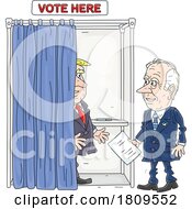 Cartoon Politicians At A Voting Booth