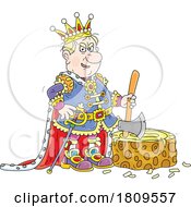 Cartoon Evil King With An Axe By A Stump