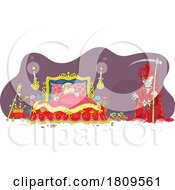 Poster, Art Print Of Cartoon Evil King Being Visited By A Grim Reaper