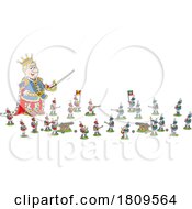 Cartoon Evil King Playing With Toy Soldiers by Alex Bannykh