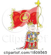 Poster, Art Print Of Cartoon Evil King Marching With A Flag In A Parade