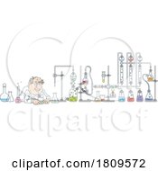 Cartoon Mad Scientist In The Laboratory