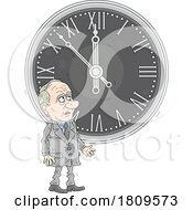 Cartoon Politician Looking At A Clock